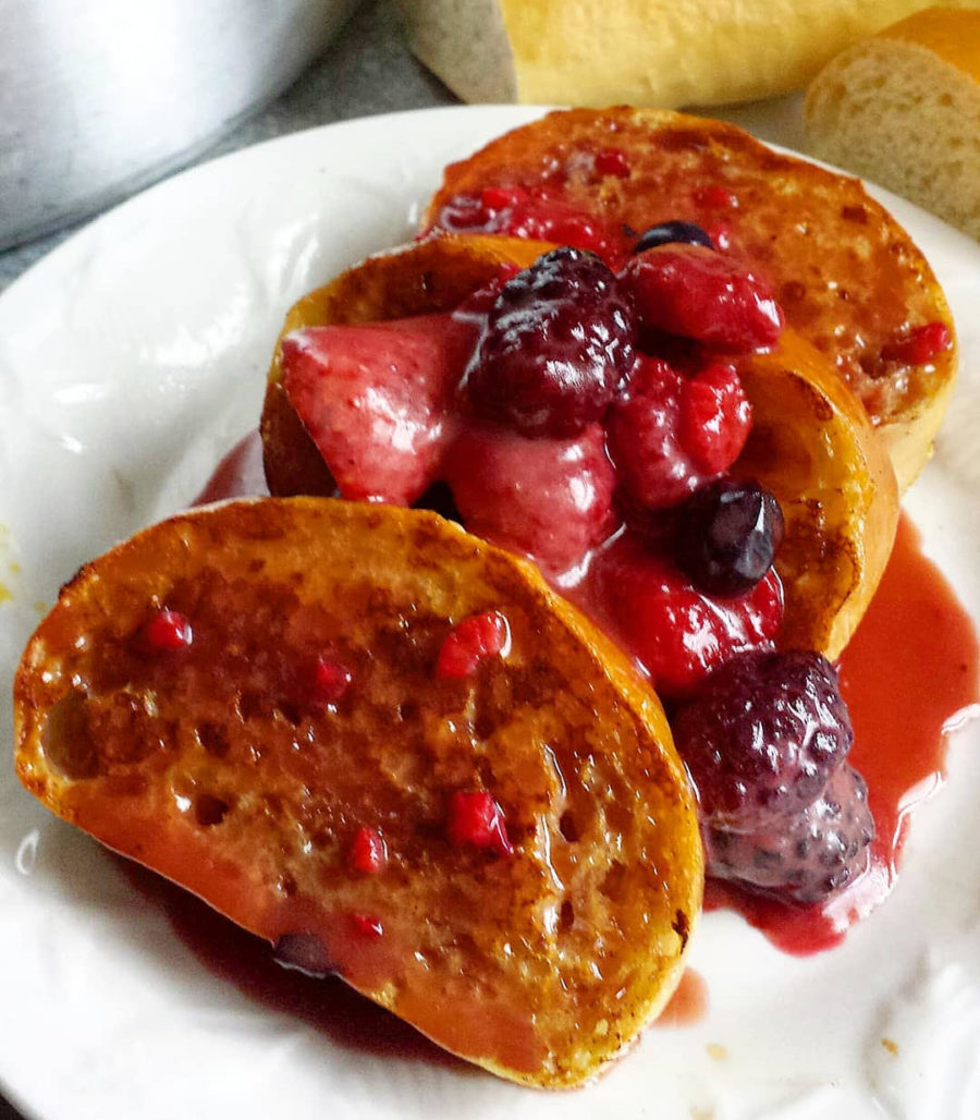 Warm Butter Berry Syrup French Toast